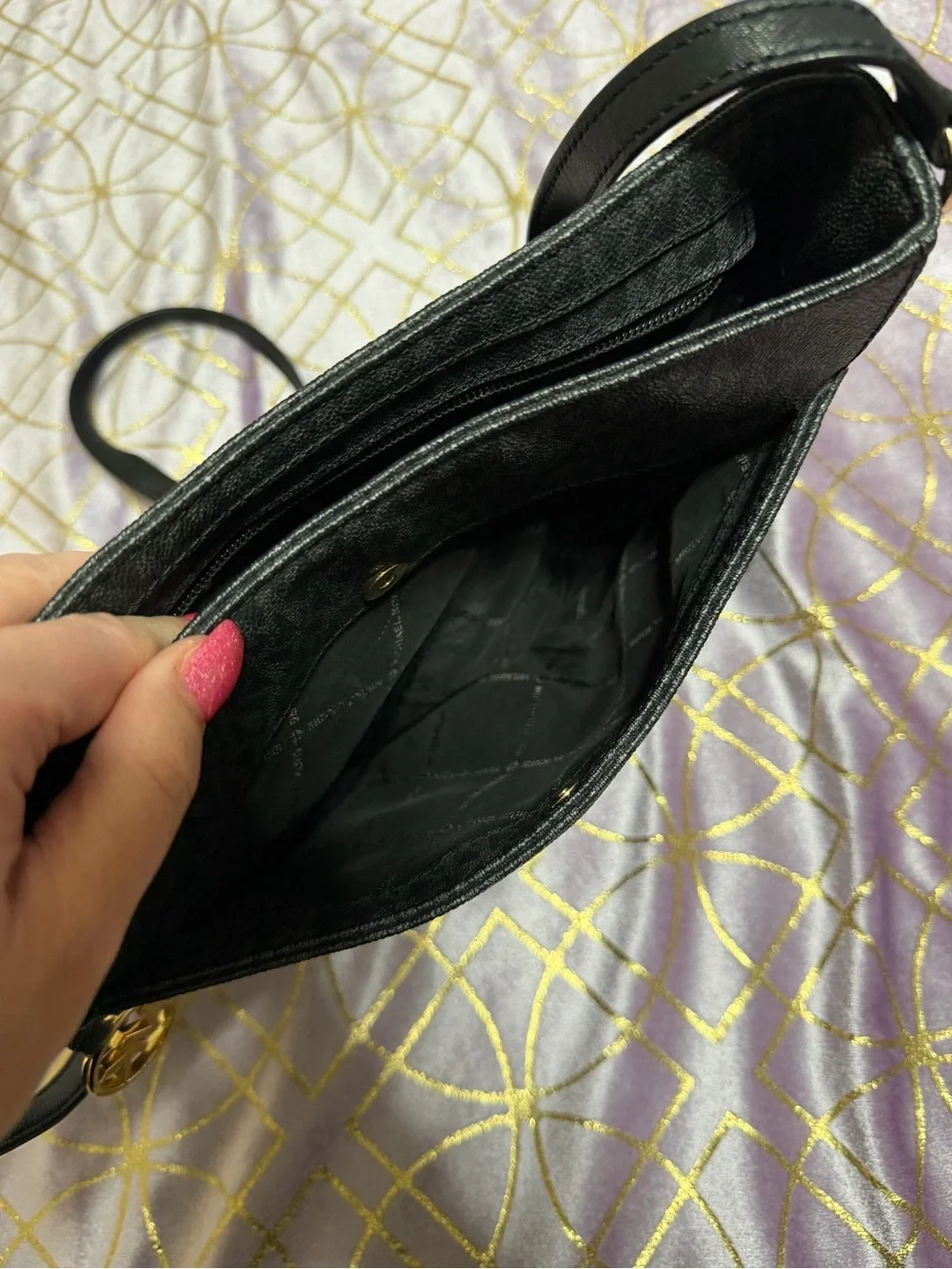 💥 Michael Kors Black MK Logo Bag with Gold Accents